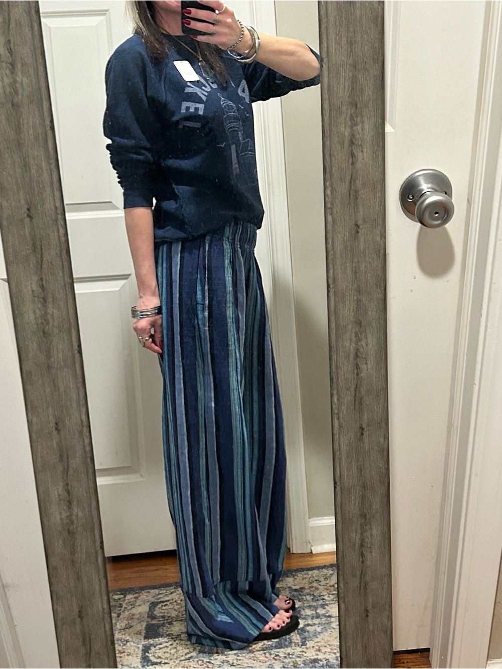 NWT Free People X Retro Brand Nantucket Crewneck in Navy Size Medium - Picture 5 of 16